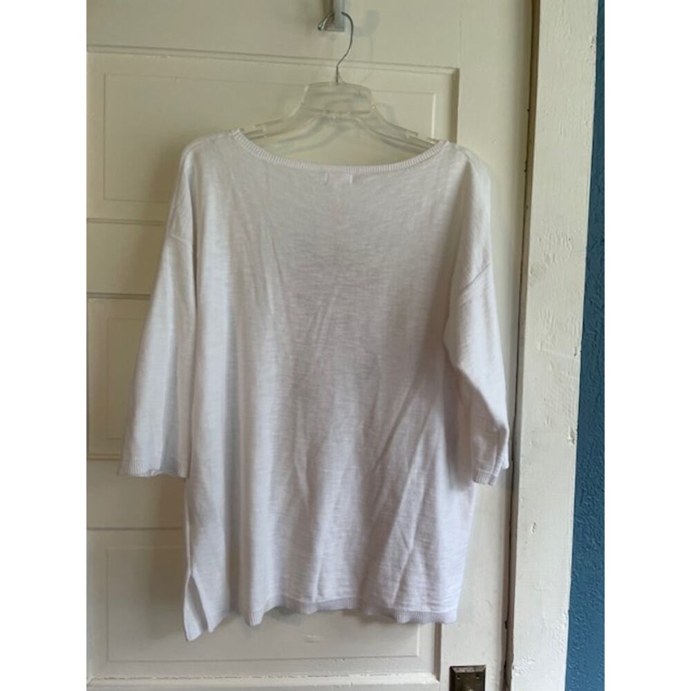 Cabana Bay Size XL White 100% Cotton 1/2 Sleeve Sweater w/ Pink Flamingo Theme‎ - Picture 3 of 5